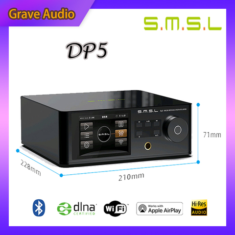 SMSL-reproductor Digital de auriculares DP5 ES9038PRO MQA, decodificador con Bluetooth 4,0, AirPlay, DINA, WiFi, DSD256 ► Foto 1/5