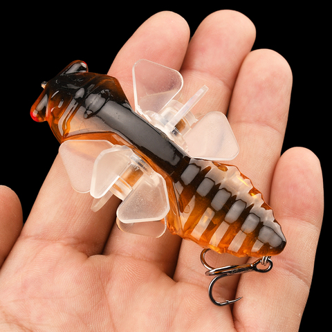 1 Uds insecto de pesca señuelo cigarra Artificial Wobblers de Trolling duro cebo anzuelo triple pesca equipo de pesca Artificial atraer ► Foto 1/6