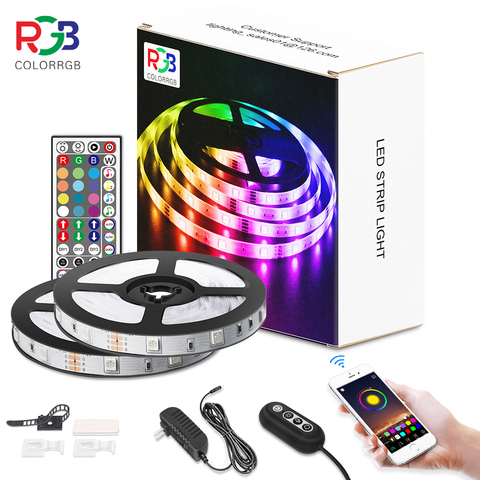 ColorRGB,Tiras LED RGB 5050 , Bluetooth Musical Tiras LED 12V Tiras de Luces LED, Control de APP y Remoto Control,16 Millones de Colores, Modo,6m,12m,15m ► Foto 1/6