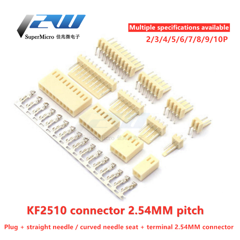 50 set/lote KF2510 conector de 2,54 MM conector + aguja recta asiento + terminal 2P 3P 4P 5, P 6P 7P 8P 9P 10P ► Foto 1/6