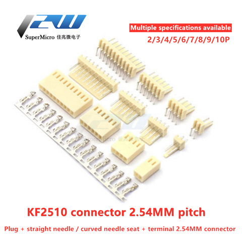 50 set/lote KF2510 conector de 2,54 MM conector + aguja recta asiento + terminal 2P 3P 4P 5, P 6P 7P 8P 9P 10P ► Foto 1/6