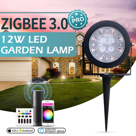 GLEDOPTO-Lámpara inteligente de jardín ZigBee 3,0, 12W, RGBCCT, luz de camino de paisaje para exteriores, regulable, funciona con Amazon Echo Plus, SmartThings RF ► Foto 1/6