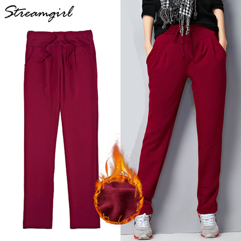 Pantalones de invierno de lana de Streamgirl pantalones de chándal de Thcik para mujer azul 2022 pantalones de talla grande para mujer pantalones de harén de invierno ► Foto 1/6