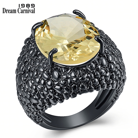 DreamCarnival 1989 gran lagarto negro CZ anillos para las mujeres deslumbrante joyería de compromiso corte fino de moda Zircon caliente 2022 WA11870 ► Foto 1/6