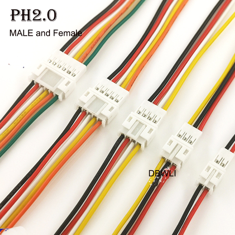 10 par Micro PH2 JST PH 2,0 PH2.0 2P 3P 4P 5P 6PIN hombre conector de enchufe hembra con Cables de alambre 100mm ► Foto 1/5