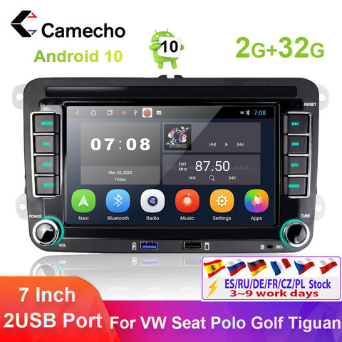 Camecho 2 Din Car Radio Android reproductor Multimedia 2 din autoradio para VW Volkswagen Skoda ASIENTO DE Tigua de Polo Golf Passat b6 b7 ► Foto 1/6