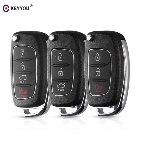 KEYYOU-Funda de mando a distancia para coche, carcasa de repuesto para llave de coche, con estilo para Hyundai IX35, i20, IX45, sin cortar, con almohadilla de 3/4 botones ► Foto 1/5