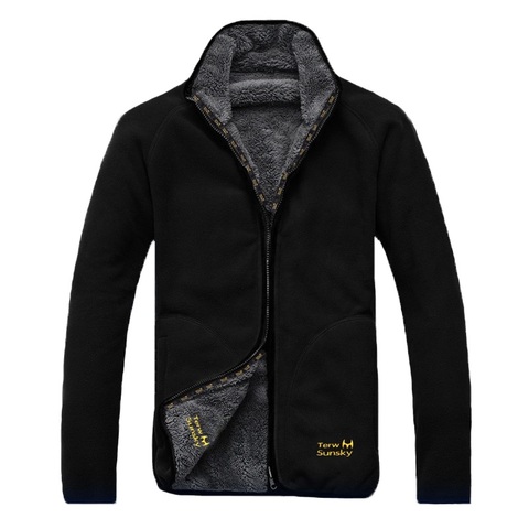 Invierno cálido Polar de lana de Coral chaqueta de los hombres Snowimage a prueba de viento grueso térmico Reversible abrigo masculino ropa de abrigo de talla grande ► Foto 1/6