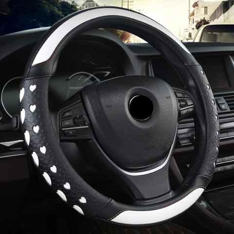 Corazón de la moda protector para volante de coche antideslizante ajuste tamaño 38CM volante Interior de alta calidad Accesorios ► Foto 1/5