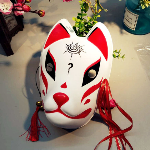 Mascarilla de zorro japonés de estilo pintado a mano, Cosplay de gato, Kabuki Kitsune ► Foto 1/6