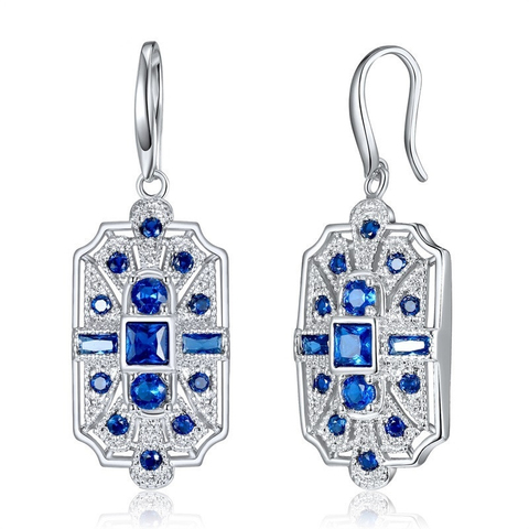 Arte moderno Deco azul piedra gota pendientes gancho pendiente CZ las mujeres encanto nupcial compromiso regalo de joyería de la boda ► Foto 1/6