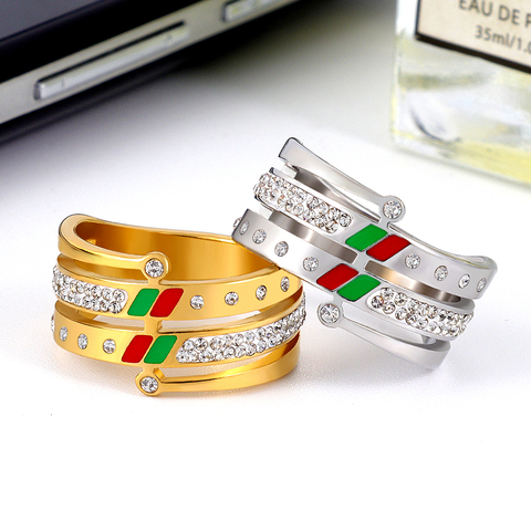 Anillos de diseño único para mujer, joyería de moda de lujo, sortija de compromiso clásica de Boda nupcial, joyas de cristal de Color dorado, joyería ► Foto 1/6