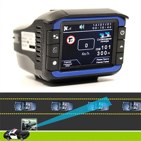 2 en 1 Anti láser Detector de Radar del coche Dash Cam cámara grabadora DVR de coche 140 grados Dashcam HD 720P voz inglés y ruso ► Foto 1/6