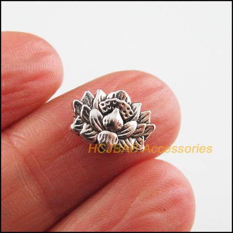 30 nuevo Lotus abalorios tibetanos de plata elegante flor espaciador granos 8.5x12mm ► Foto 1/4