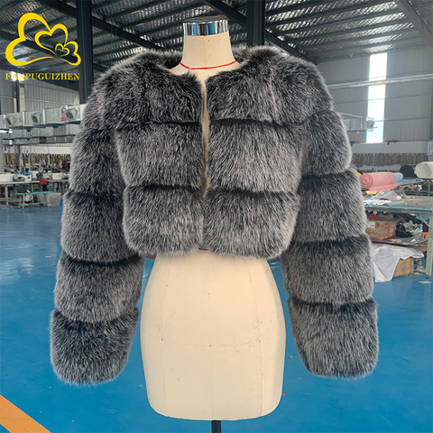 Abrigo de piel de zorro para mujer, chaqueta de piel de zorro grueso, manga suelta, estilo corto, entallado, con cremallera, moda de invierno, novedad, venta al por mayor ► Foto 1/6