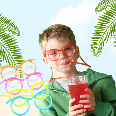 Divertido creativo suave paja de plástico para la fiesta de cumpleaños de los niños, juguetes gafas Flexible juguetes para bebida niños bebé juguetes regalos ► Foto 1/6