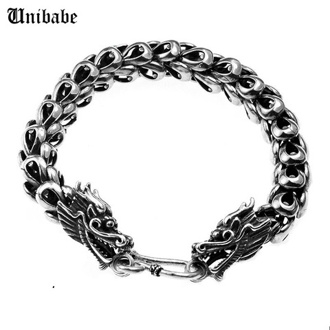 Pulsera de plata de ley 925 con diseño de dragón plateado para hombre, brazalete con personalidad, estilo Retro, a la moda, S925 ► Foto 1/6