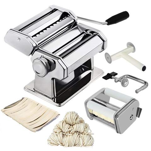 Máquina de hacer Pasta de fideos de acero inoxidable Nudeln máquina Lasagne Spaghetti Tagliatelle Ravioli máquina de hacer dumplings con dos cortador ► Foto 1/6