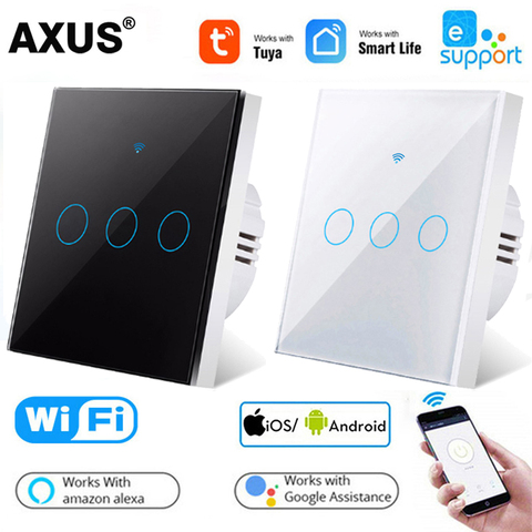 AXUS-Interruptor táctil inteligente con WiFi para el hogar, 1/2/3 entradas, 110-250V, para Alexa y Google Home Assistant ► Foto 1/6