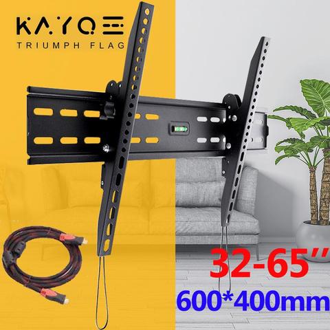 KAYQEE Tilt TV soporte de montaje en pared perfil bajo la mayoría de los televisores LCD LED de 32-65 '', Max VESA 600x400mm sostiene hasta 40kg soporte de pared para tv ► Foto 1/6