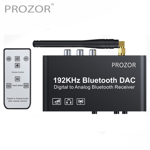 PROZOR 192kHz convertidor de Digital a analógico con Control remoto Bluetooth DAC Coaxial Digital Toslink a estéreo analógico L/R RCA ► Foto 1/6