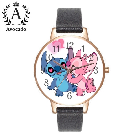 Nuevas de cuero puntada relojes de las mujeres reloj de cuarzo reloj de pulsera de dibujos animados chico regalo ► Foto 1/3