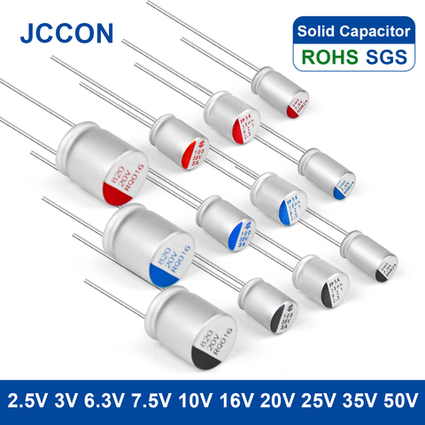 10 Uds sólido condensador de placa base 2,5 V 3V 6,3 V 7,5 V 10V 16V 20V 25V 35V 50V 100UF 270UF 470UF tarjeta gráfica sólido condensador ► Foto 1/6