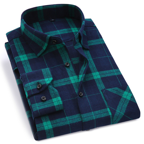 2022 nueva camisa de hombre a cuadros 100% de algodón de alta calidad para hombres camisa de manga larga informal de negocios camisas de vestir sociales para hombres franela 6XL ► Foto 1/6