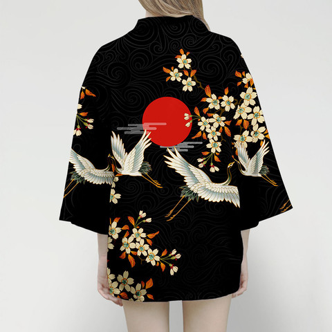 Kimono de estilo japonés de grúa samurái para hombres y mujeres, cárdigan chino de dragón, ropa tradicional japonesa, ropa asiática ► Foto 1/6