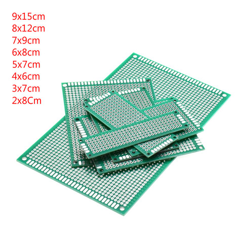 5 uds 9x15cm 8x12cm 7x9cm 6x8cm 5x7cm 4x6cm 3x7cm 2x8Cm verde de doble cara en conserva de Spray placa de estaño PCB, placa Universal para Arduino ► Foto 1/3