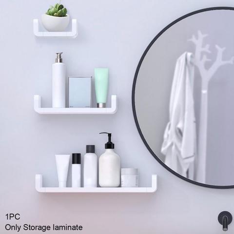 Estante organizador de plástico impermeable para baño, estantería de almacenamiento montada en la pared, práctico contenedor para el hogar, sin perforaciones, para Cocina ► Foto 1/6