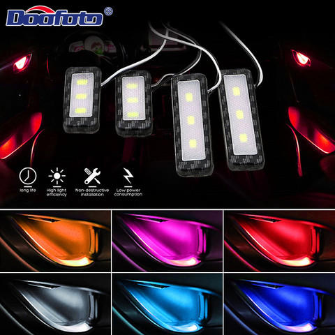 Luz decorativa para Interior de coche, Lámpara decorativa con reposabrazos, LED de alto brillo, 6 colores, para coche Universal, 4 Uds. ► Foto 1/6