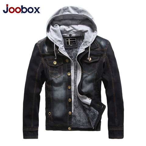 Joobox-chaqueta vaquera de invierno para hombre, abrigo, Parka, abrigos vaqueros cálidos, forro polar, lana más gruesa, talla grande ► Foto 1/6