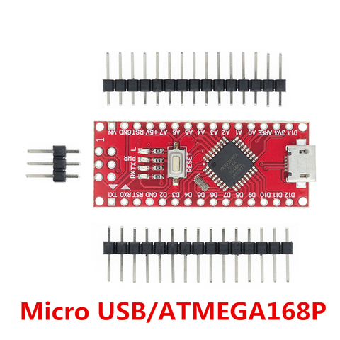 Nano Micro USB con el cargador de arranque compatible Nano V3 rojo controlador para arduino CH340 controlador USB 16Mhz Nano v3.0 ATMEGA168P ► Foto 1/4