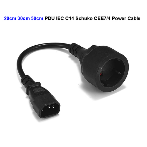 Cable de alimentación de enchufe IEC 320 C14 a Euro Schuko, Cable de extensión PDU UPS IEC C14 Schuko CEE7/4, 20cm 30cm 50cm ► Foto 1/6