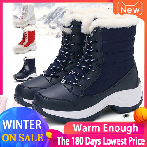 Botas de nieve para mujer, impermeables, antideslizantes, botas de invierno para padres e hijos, plataforma de piel gruesa, impermeables y zapatos cálidos de talla grande 31-42, 2022 ► Foto 1/6