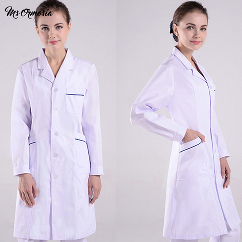 Nuevo unisex de color sólido algodón simple anti-arrugas de abrigo largo uniforme para salón de belleza de laboratorio de la tienda de mascotas de mono ► Foto 1/6