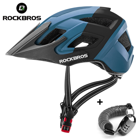 ROCKBROS-Casco ultraligero para ciclismo de montaña, moldeado integralmente, transpirable, con bloqueo ► Foto 1/6