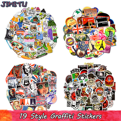 Pegatinas para portátil pegatinas bien Graffiti de dibujos animados etiqueta engomada impermeable Retro Horror aventura estilo monopatín DIY Motor bicicleta casco etiqueta del coche ► Foto 1/6