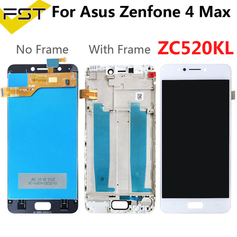 Pantalla LCD de 5,2 pulgadas para Asus Zenfone 4 Max, montaje de digitalizador con pantalla táctil con piezas de repuesto de marco, color blanco y negro, ZC520KL, X00HD ► Foto 1/6