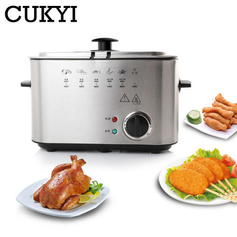 CUKYI-freidora eléctrica para el hogar/comercial, multifuncional, sin humo, máquina para hacer patatas fritas, temperatura constante ► Foto 1/6