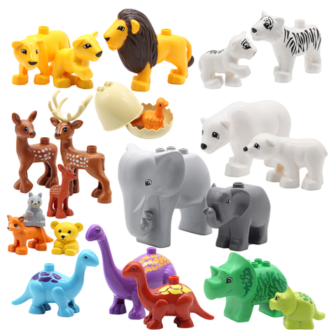 Duplo-Conjunto de animales de la serie de gran tamaño, montaje de bloques de construcción, accesorios, bonitos pájaros, animales, elefante, Tigre, juguetes para la Educación de bebés ► Foto 1/6