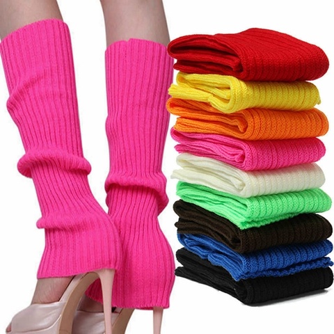 Las mujeres de invierno Color caramelo sólido Knit calentadores de la pierna de estilo suelto botas hasta la rodilla medias para botas regalo-caliente botas de la pierna ► Foto 1/6