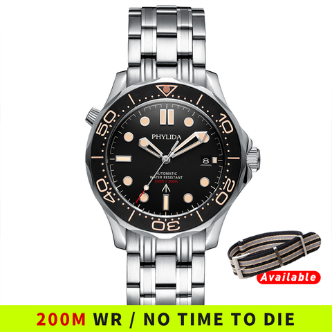 PHYLIDA Dial negro MIYOTA PT5000 reloj automático DIVER300M 007 NTTD estilo de cristal de zafiro de pulsera impermeable 200M ► Foto 1/5