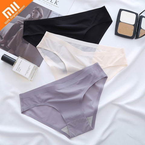 Xiaomi-bragas de seda de hielo para mujer, ropa interior Sexy sin costuras, amigable con la piel, Tanga, transpirable, alta elasticidad, 3 uds. ► Foto 1/6