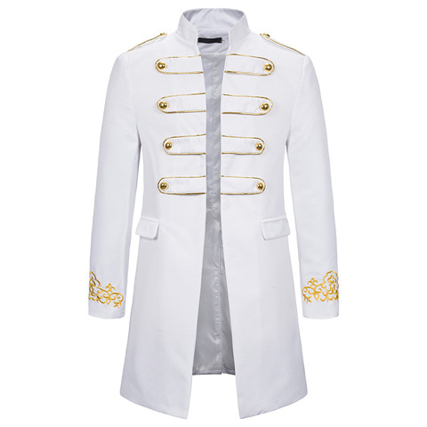 Blanco Collar chaqueta con bordado militar los hombres vestido smoking chaqueta hombres chaqueta de traje de club nocturno etapa Cosplay chaqueta Masculino ► Foto 1/6