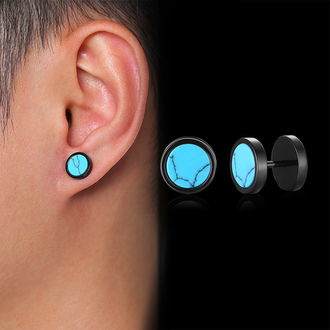 Pendientes de tuerca con estilo para hombre, joyería de acero inoxidable multicolor para uso diario, accesorio para oreja pequeña ► Foto 1/6