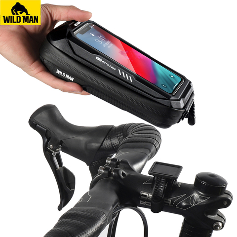 Bicicleta nueva titular del teléfono bolsa caso impermeable ciclismo bicicleta MONTAJE DE 6.9in teléfono móvil bolsa de manillar MTB bicicleta accesorios ► Foto 1/6