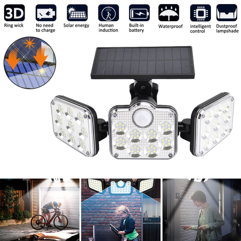 Lámpara Solar de pared para porche exterior, luz con Sensor de movimiento PIR para jardín, alimentada por luz Solar, impermeable, farola de ahorro de energía ► Foto 1/6