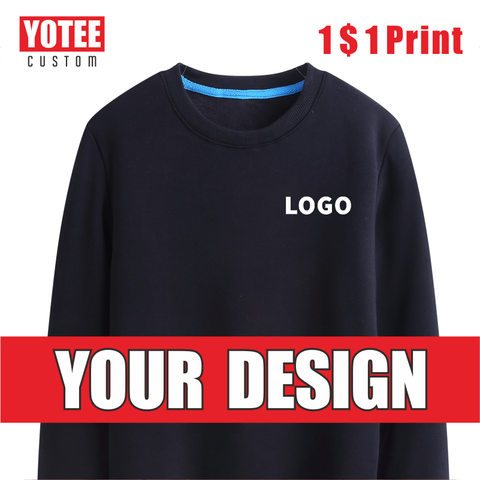 YOTEE-Sudadera deportiva con LOGO personalizado para hombre y mujer, ropa deportiva masculina informal con cuello redondo, de tendencia gruesa, para Otoño e Invierno ► Foto 1/6